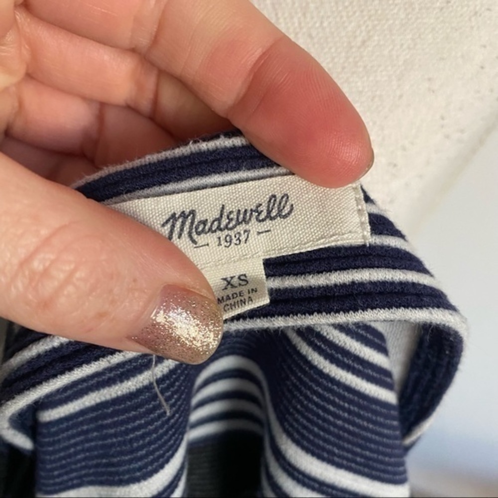 Madewell • Navy Black White Gallerist Ponte Stripemix Striped Sweater - Picture 9 of 9